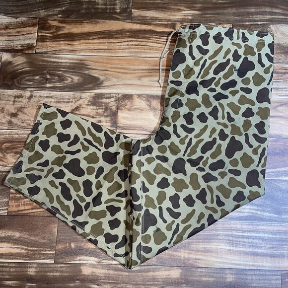 Vintage Hodgman Fishing Hunting Waterproof Nylon Camo Rain Pants Mens XL 48x31" - Picture 1 of 13